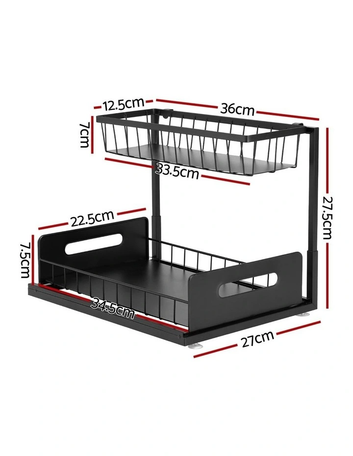 Under Sink Organizer Storage L Shape in Black image 4