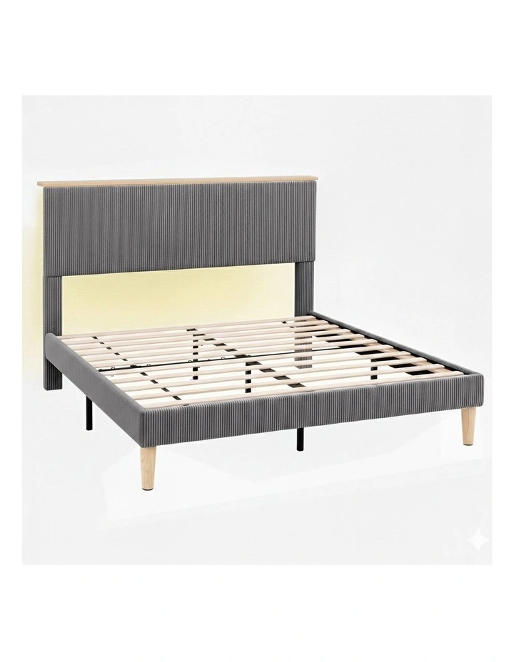 Double Upholstered Bed Frame in Grey image 1
