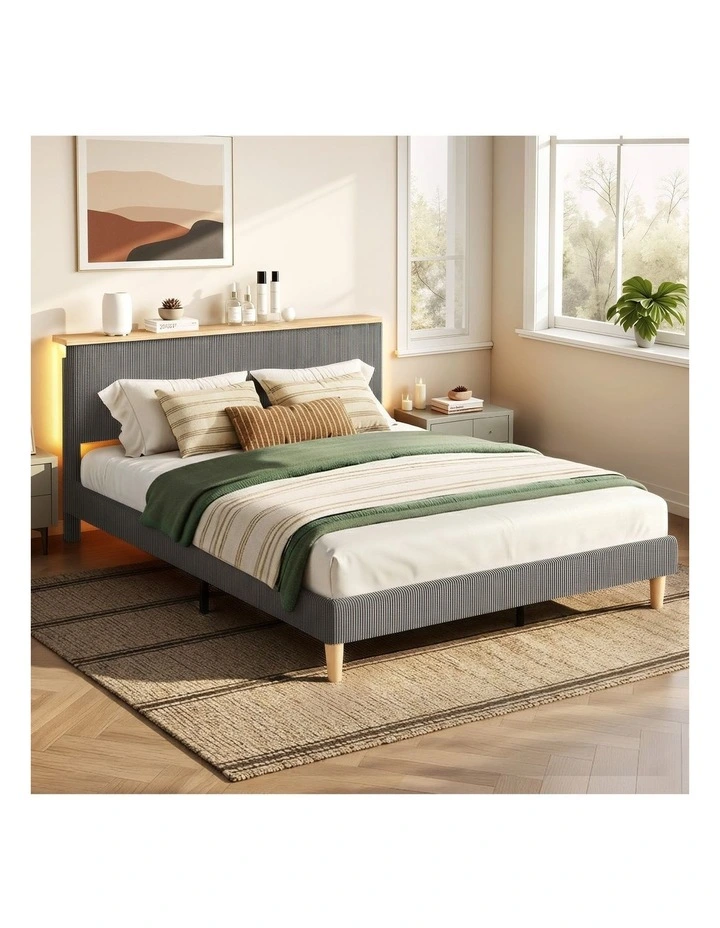 Double Upholstered Bed Frame in Grey image 3