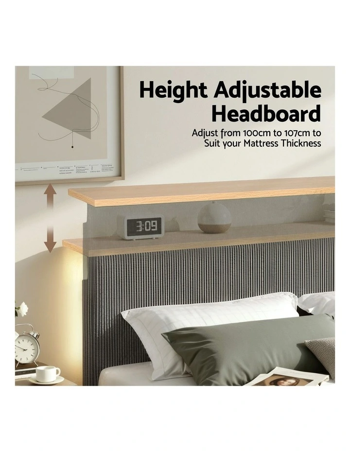 Double Upholstered Bed Frame in Grey image 5