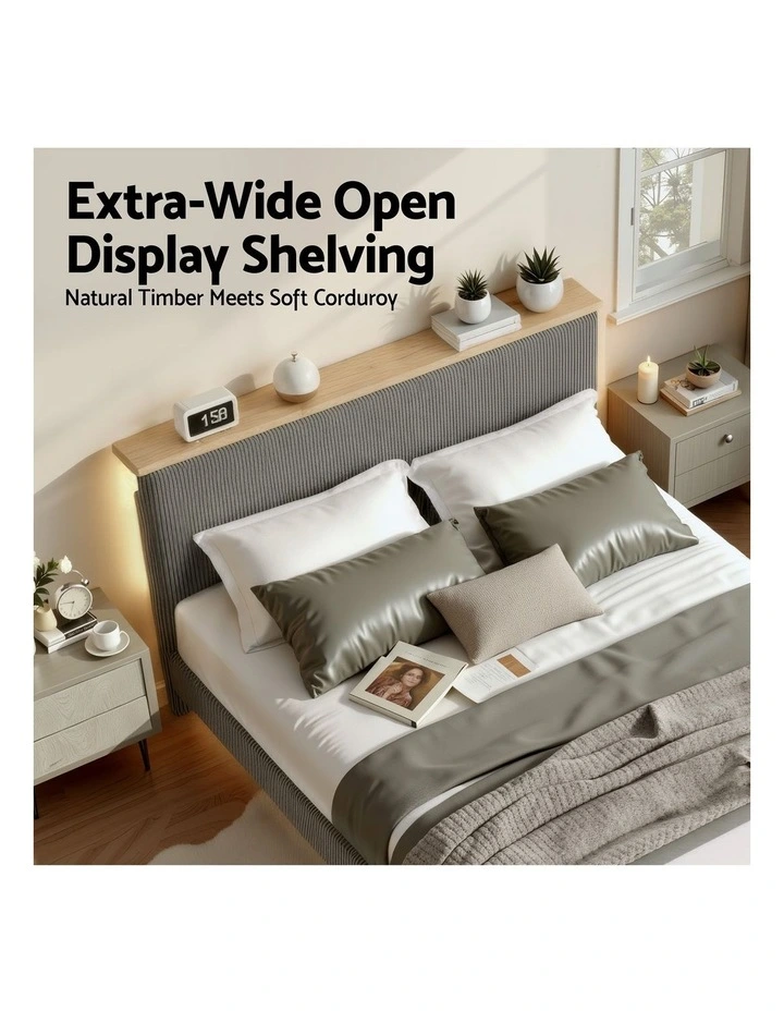 Queen Upholstered Bed Frame in Grey image 7