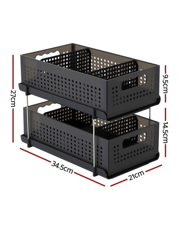 2 Tier Pull Out Organizer in Black image 4