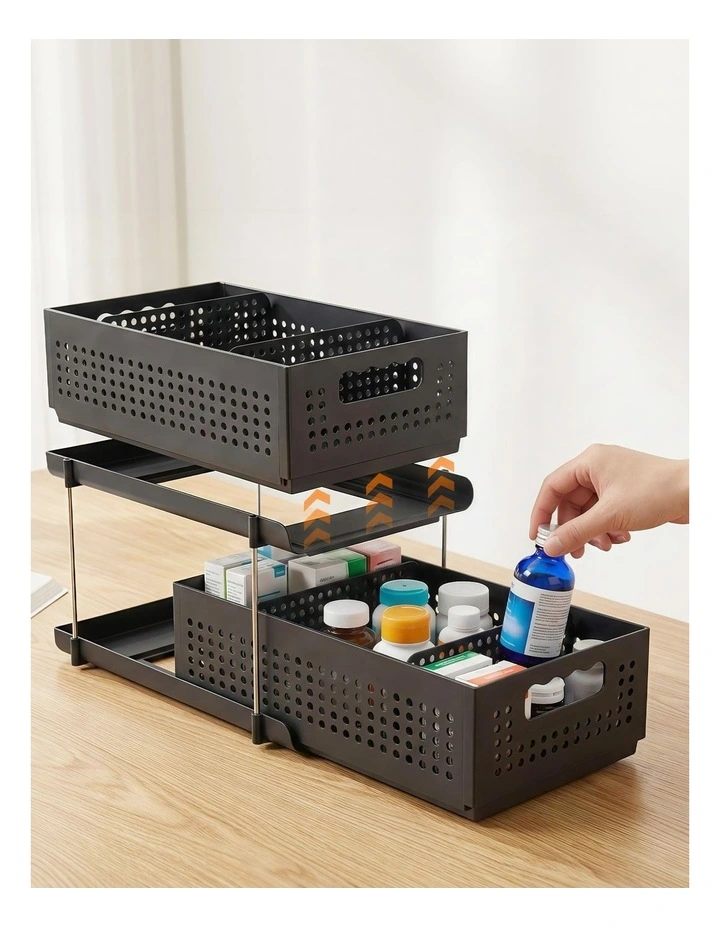 2 Tier Pull Out Organizer in Black image 5