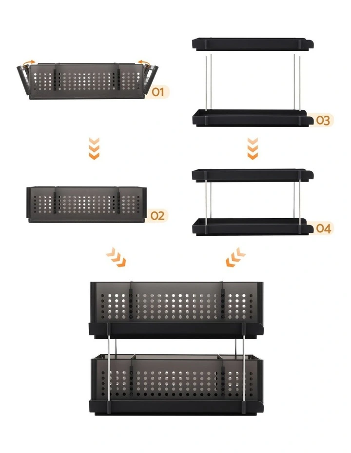 2 Tier Pull Out Organizer in Black image 6