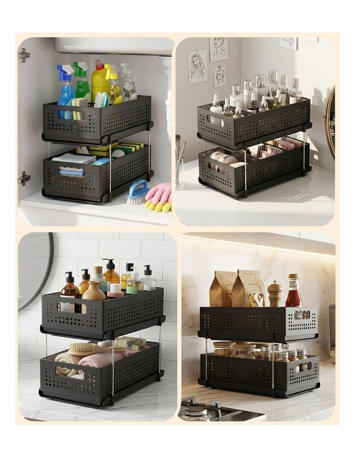 2 Tier Pull Out Organizer in Black image 7