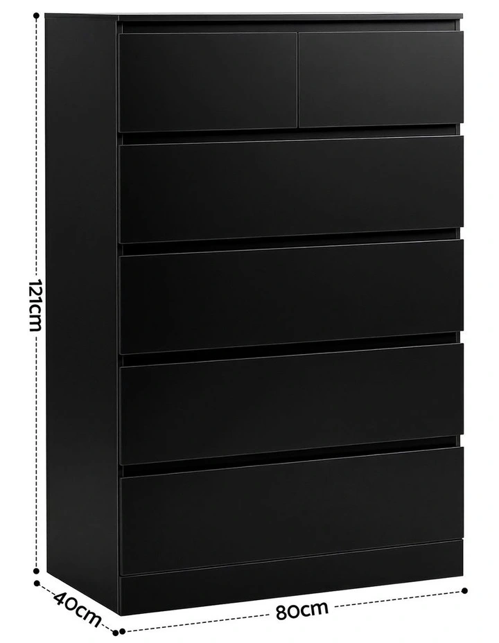 Tallboy PEPE 6 Chest of Drawers in Black image 4