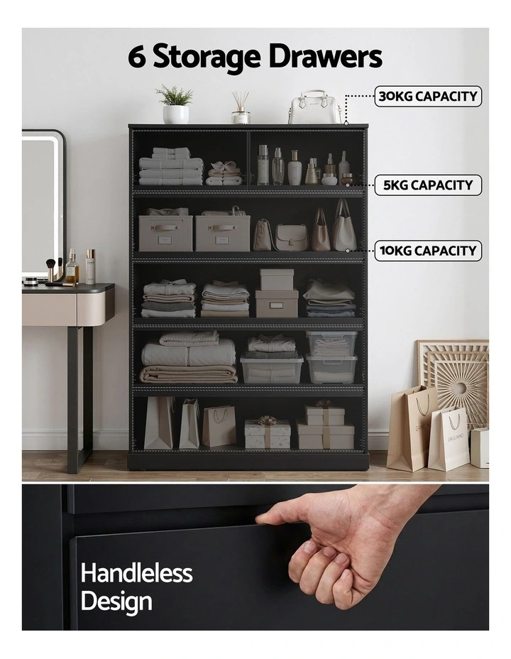 Tallboy PEPE 6 Chest of Drawers in Black image 5