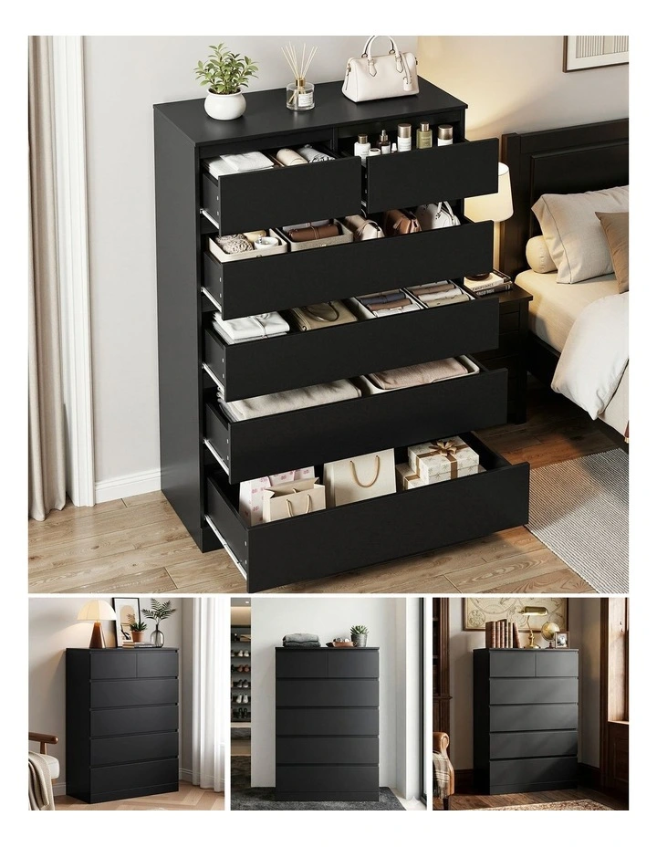 Tallboy PEPE 6 Chest of Drawers in Black image 7
