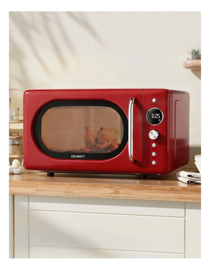 Devanti Microwave Oven 700W 20L in Red image 3