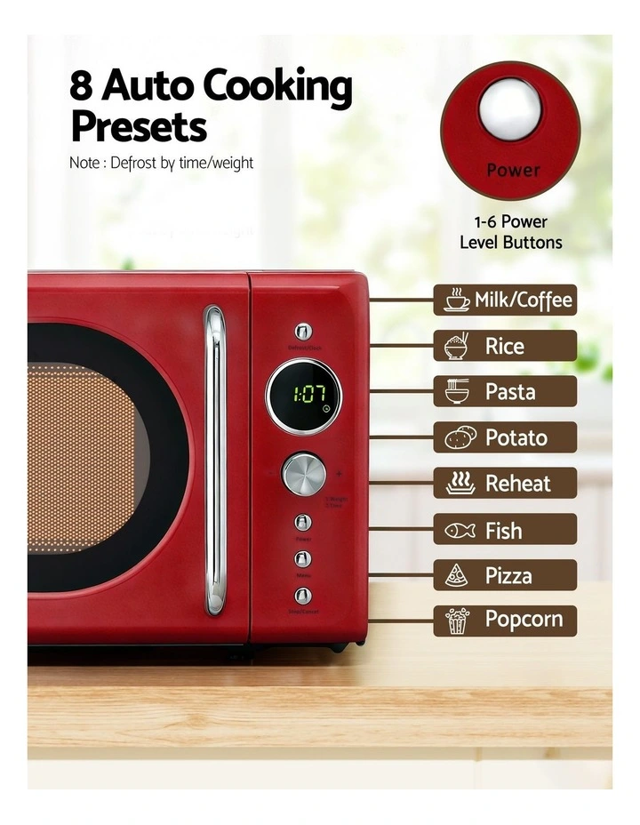 Devanti Microwave Oven 700W 20L in Red image 5