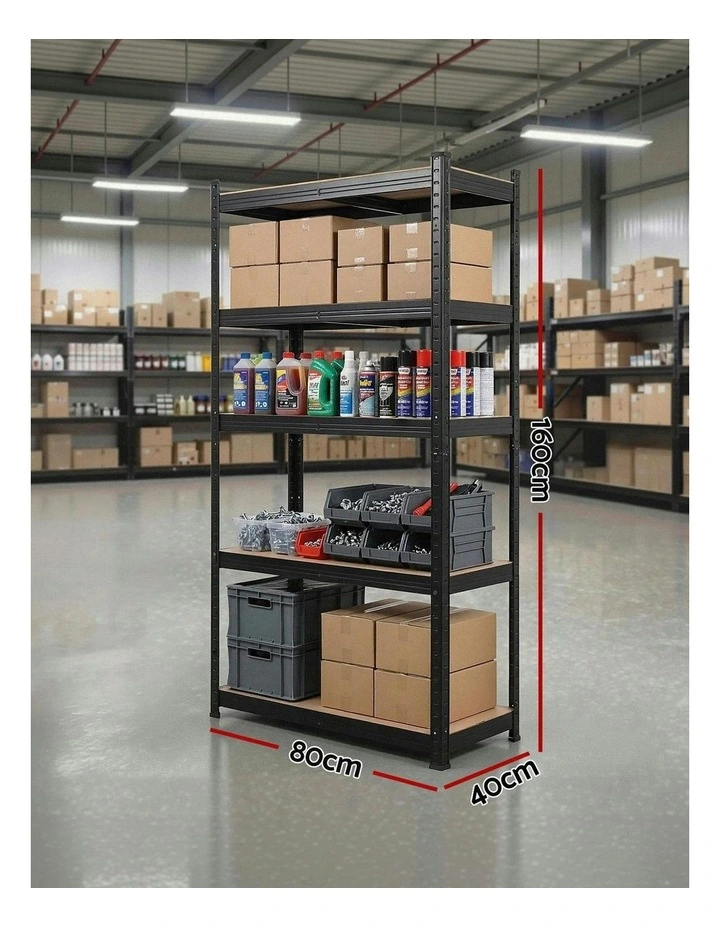 Warehouse Shelves Storage Rack 1.6X0.8m in Black image 4