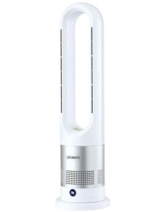 2in1 Portable Bladeless Tower Fan Heater And Cooler in White