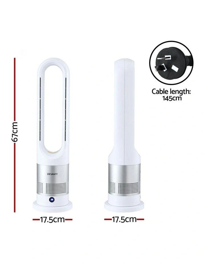 2in1 Portable Bladeless Tower Fan Heater And Cooler in White image 4