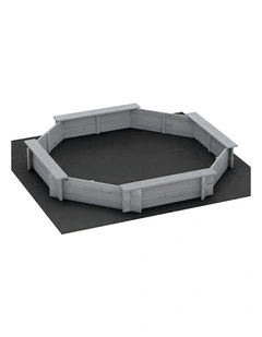 Wooden Round Sand Pit With Cover Bench Seat 182cm in Grey