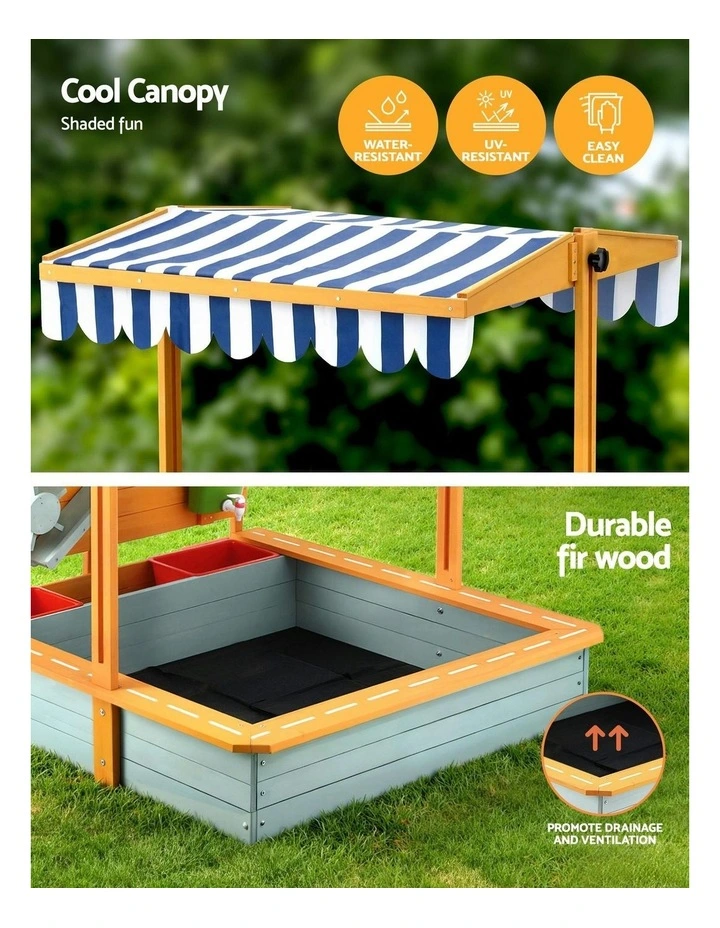 Wooden Canopy Sandbox With Cover Funnel Toys 110cm image 6
