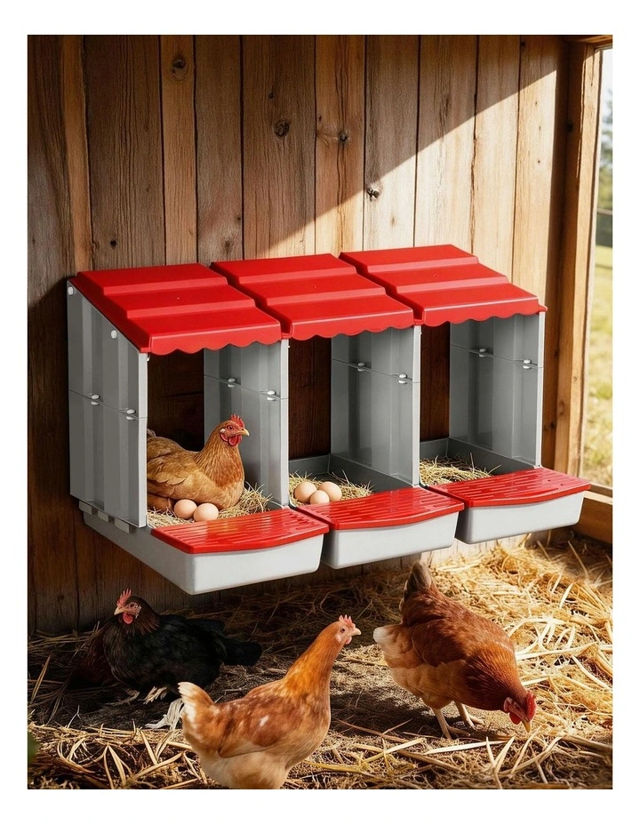 Chicken Nesting Box 3 Hole Roll in Red image 3