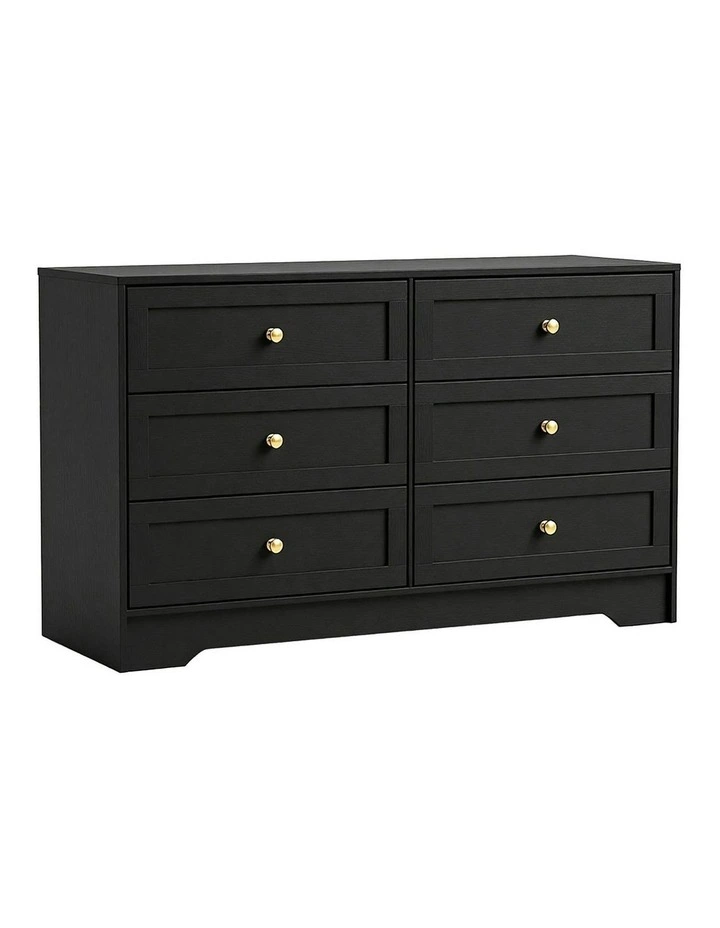 6 Chest Of Drawers Tallboy Cabinet in Black image 1