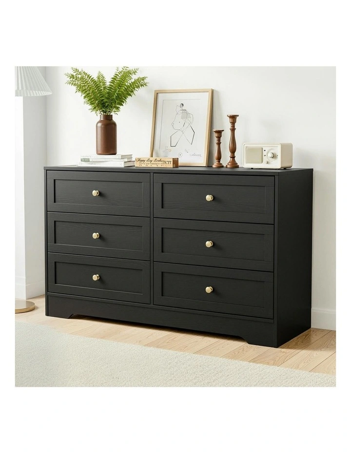 6 Chest Of Drawers Tallboy Cabinet in Black image 3