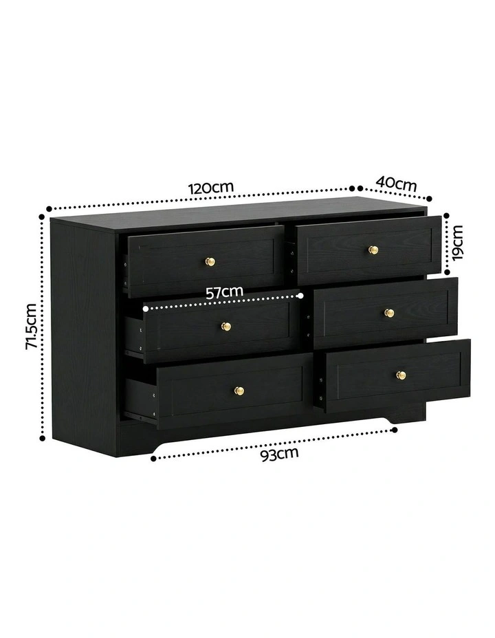 6 Chest Of Drawers Tallboy Cabinet in Black image 4