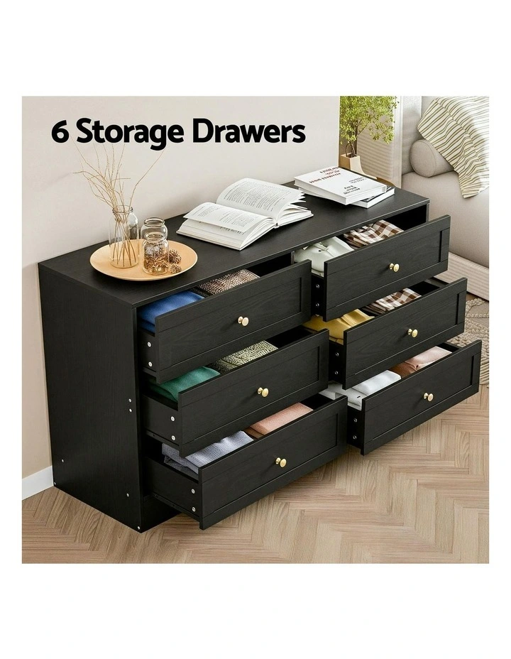 6 Chest Of Drawers Tallboy Cabinet in Black image 5