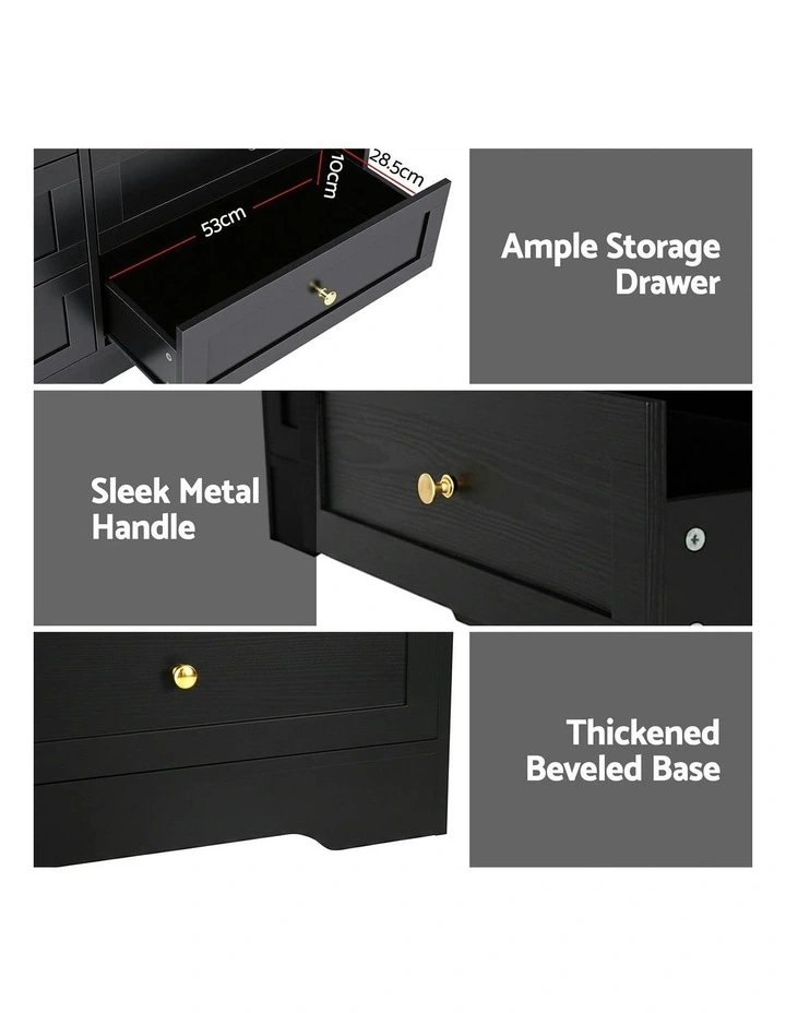 6 Chest Of Drawers Tallboy Cabinet in Black image 6