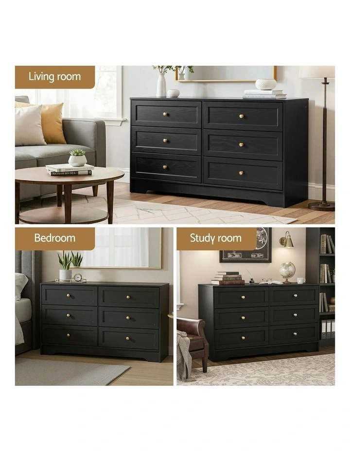 6 Chest Of Drawers Tallboy Cabinet in Black image 7