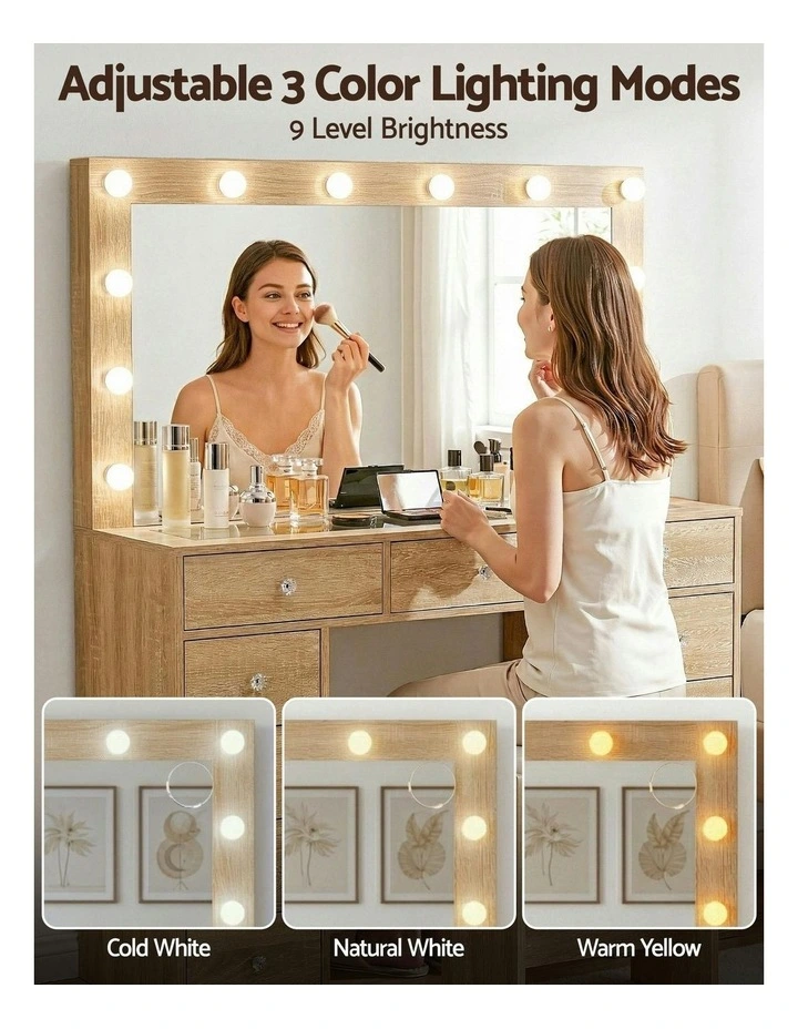 LED Vanity Dressing Table Desk Set in Beige image 5