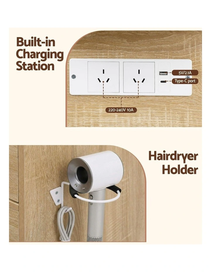 LED Vanity Dressing Table Desk Set in Beige image 7