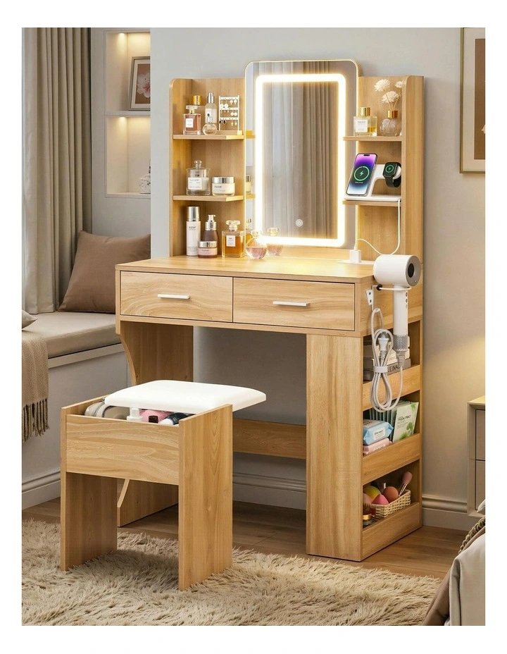 LED Vanity Dressing Table Desk Set in Beige image 3