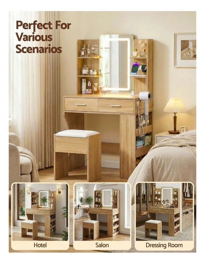 LED Vanity Dressing Table Desk Set in Beige image 7