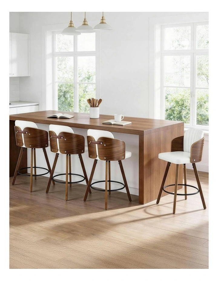 Wooden Swivel Bar Stools 58cm in Multi image 3