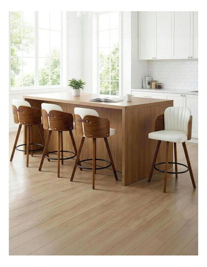 Wooden Swivel Bar Stools 58cm in Multi image 5