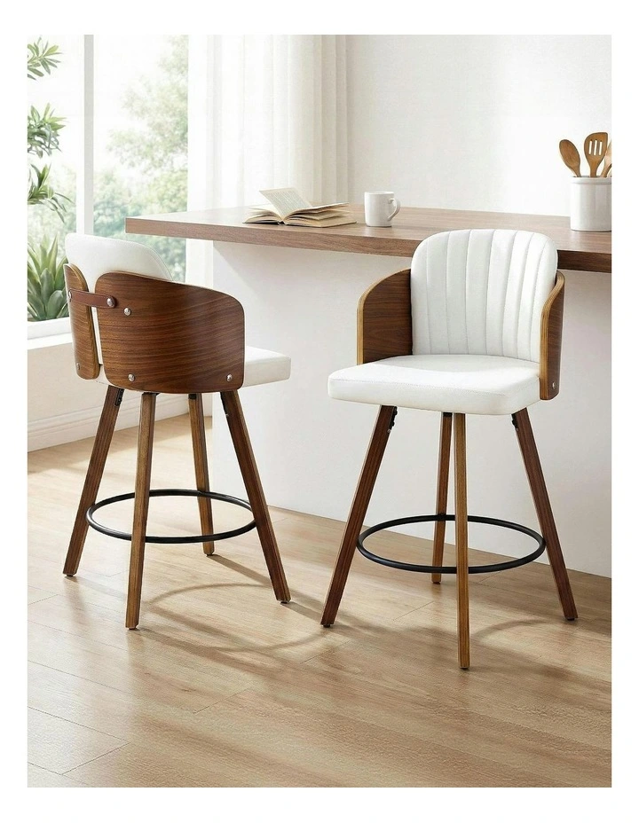 Wooden Swivel Bar Stools 58cm in Multi image 3
