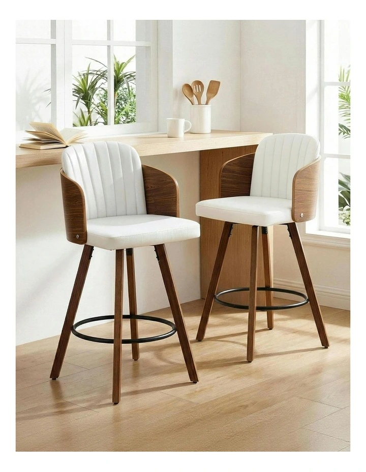 Wooden Swivel Bar Stools 58cm in Multi image 5