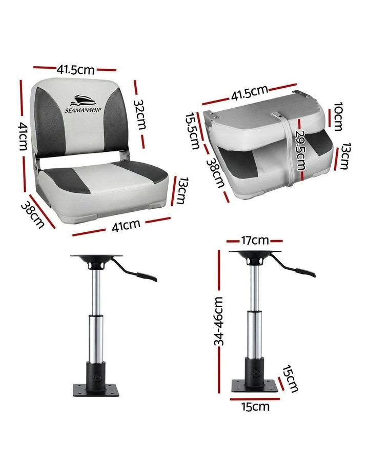 Swivel Folding Boat Seats With Adjustable Pedestals 3446cm in Multi image 4