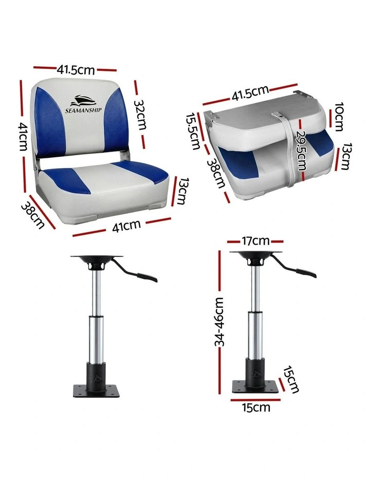 Swivel Folding Boat Seats With Adjustable Pedestals 3446cm in Multi image 4
