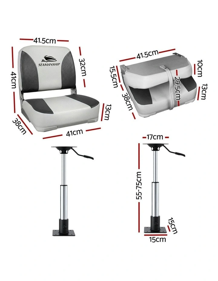 Swivel Folding Boat Seats With Adjustable Pedestals 5575cm in Multi image 4
