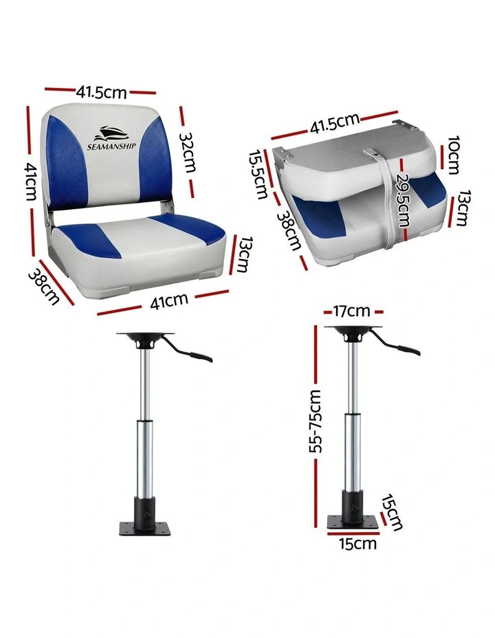 Swivel Folding Boat Seats With Adjustable Pedestals 5575cm in Multi image 4