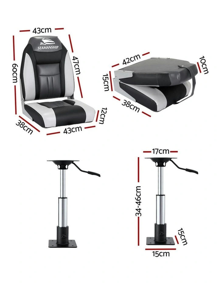 Swivel Folding Boat Seats With Adjustable Pedestals 3446cm in Multi image 4