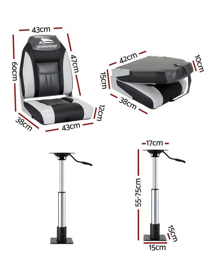 Swivel Folding Boat Seats With Adjustable Pedestals 5575cm in Multi image 4