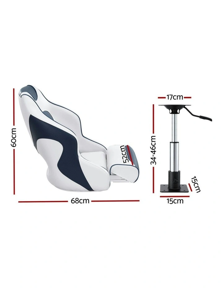 Swivel Captain Flip Up Boat Seats 15cm in Blue image 4