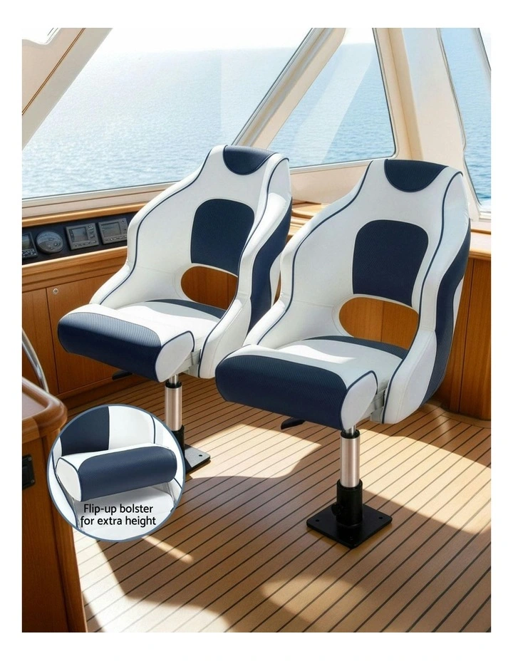 Swivel Captain Flip Up Boat Seats 15cm in Blue image 7