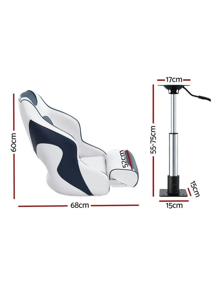 Swivel Captain Flip Up Boat Seats 15cm in Blue image 4