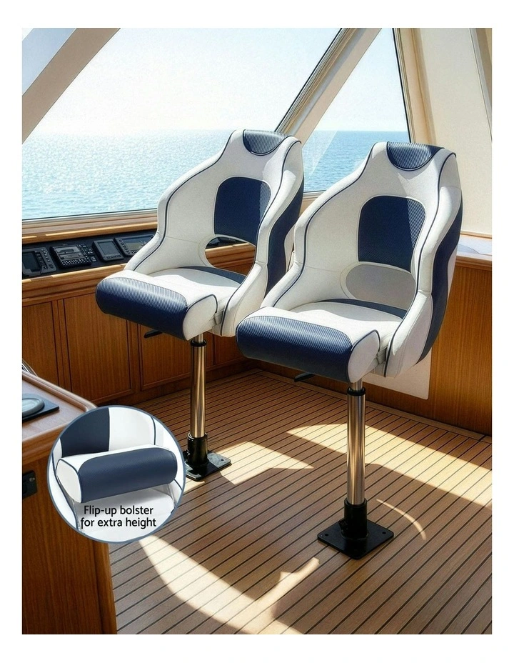 Swivel Captain Flip Up Boat Seats 15cm in Blue image 7
