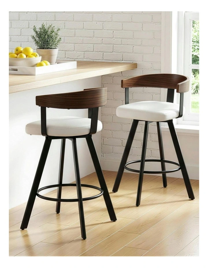 Kitchen Swivel Bar Stools in White image 3