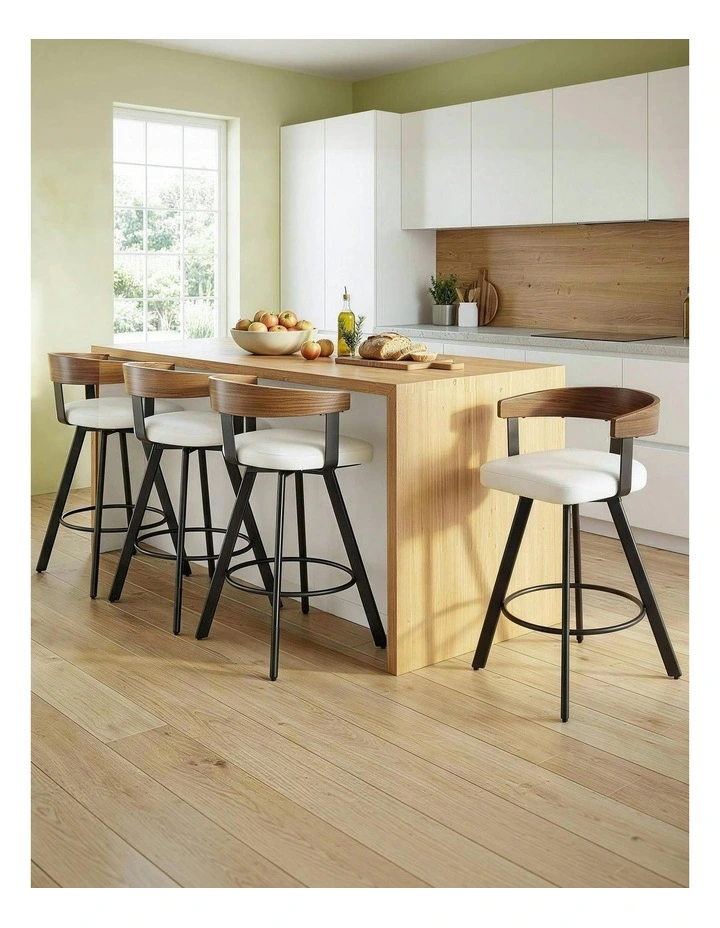 Kitchen Swivel Bar Stools in White image 3