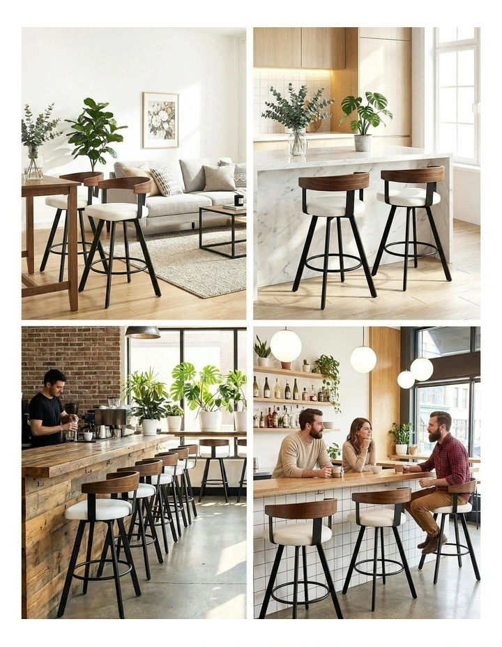 Kitchen Swivel Bar Stools in White image 6