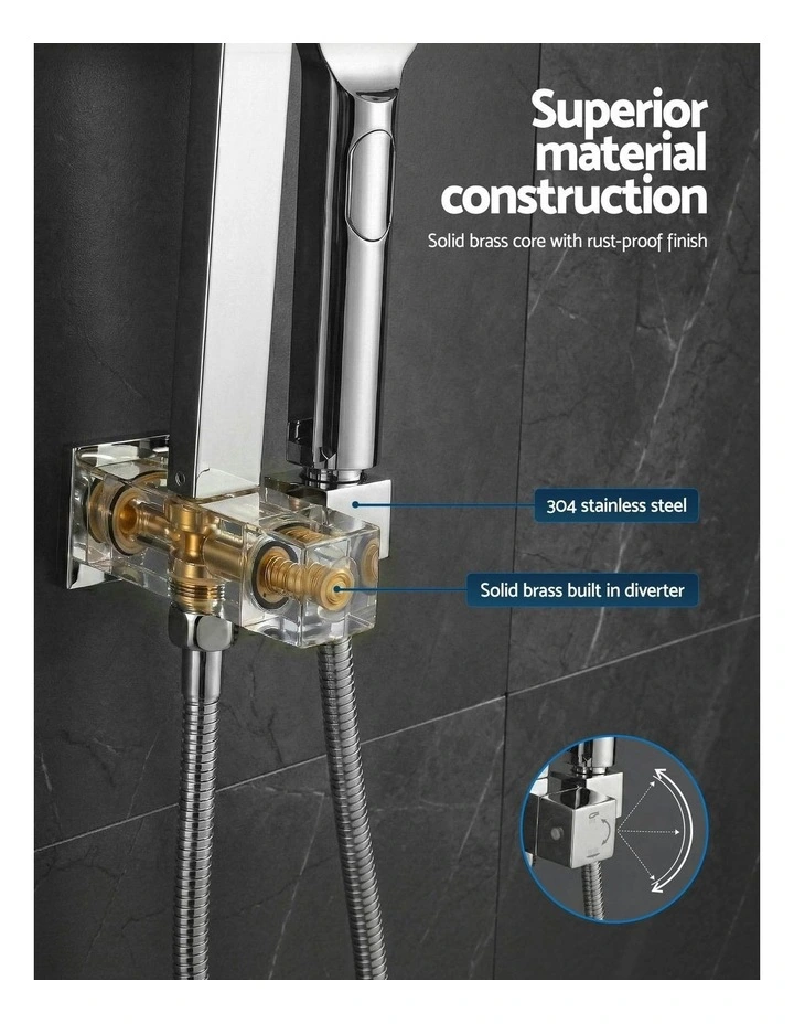 12 Rain Shower Head Set With 3-Mode Handheld in Chrome image 5