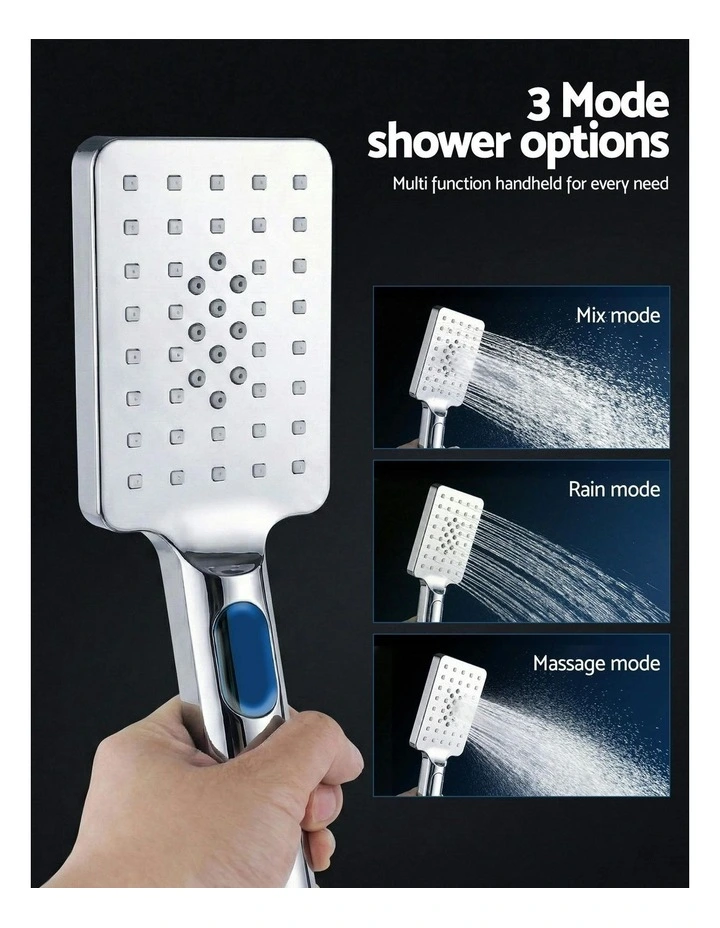 12 Rain Shower Head Set With 3-Mode Handheld in Chrome image 7