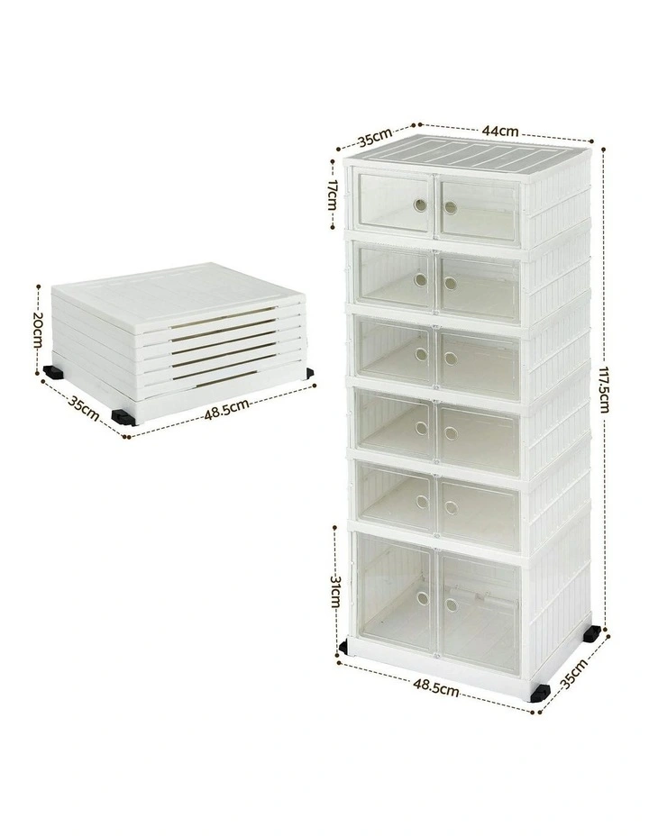 6 Tier Foldable Shoe Storage Box 12 Pairs in White image 4
